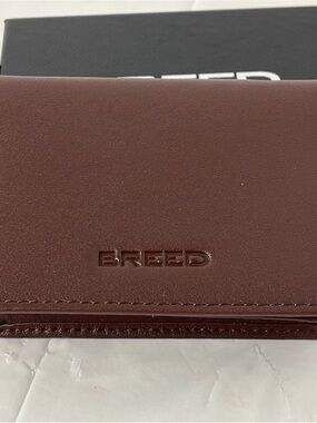 Breed Embossed Leather Wallet in Burgundy Brown